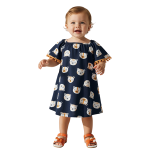 Vestido Ursinhos Pompom Marinho