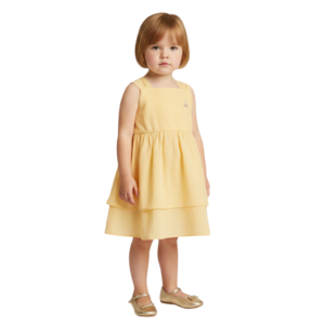 Vestido Babado Duplo Amarelo