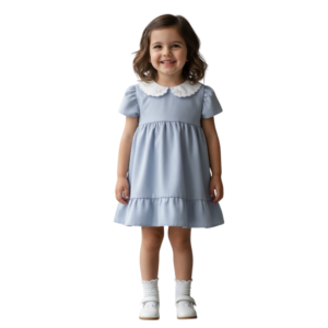 Vestido Flor em Linho Safira