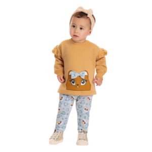 Conjunto Moletom e Legging Gatinha Laço