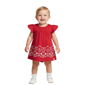 Vestido Bebê Barra Estampada + Tapa fraldas
