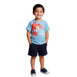 Conjunto Camiseta e Bermuda Tactel Oceano