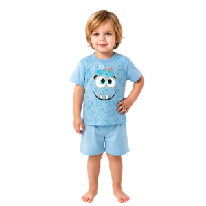 Pijama Curto Monstrinho Azul