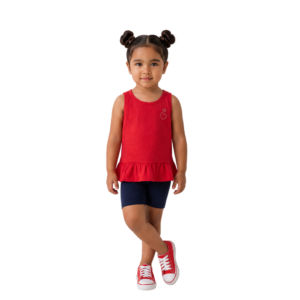 Conjunto Blusa em Malha Poá e Shorts