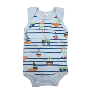 Body Regata em Suedine Azul Claro