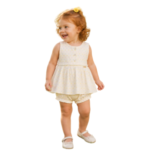 Conjunto Menina Bata com Calcinha Doce Poá