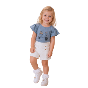 Conjunto Menina Blusa e Shorts Passeio de Verão
