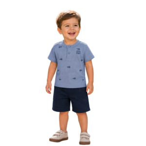 Conjunto Menino Camiseta e Bermuda Quer Voar?