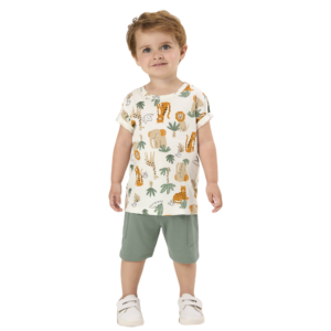 Conjunto Menino Camiseta e Bermuda Passeio Zoo