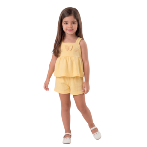 Conjunto Bordado Borboletas Amarelo